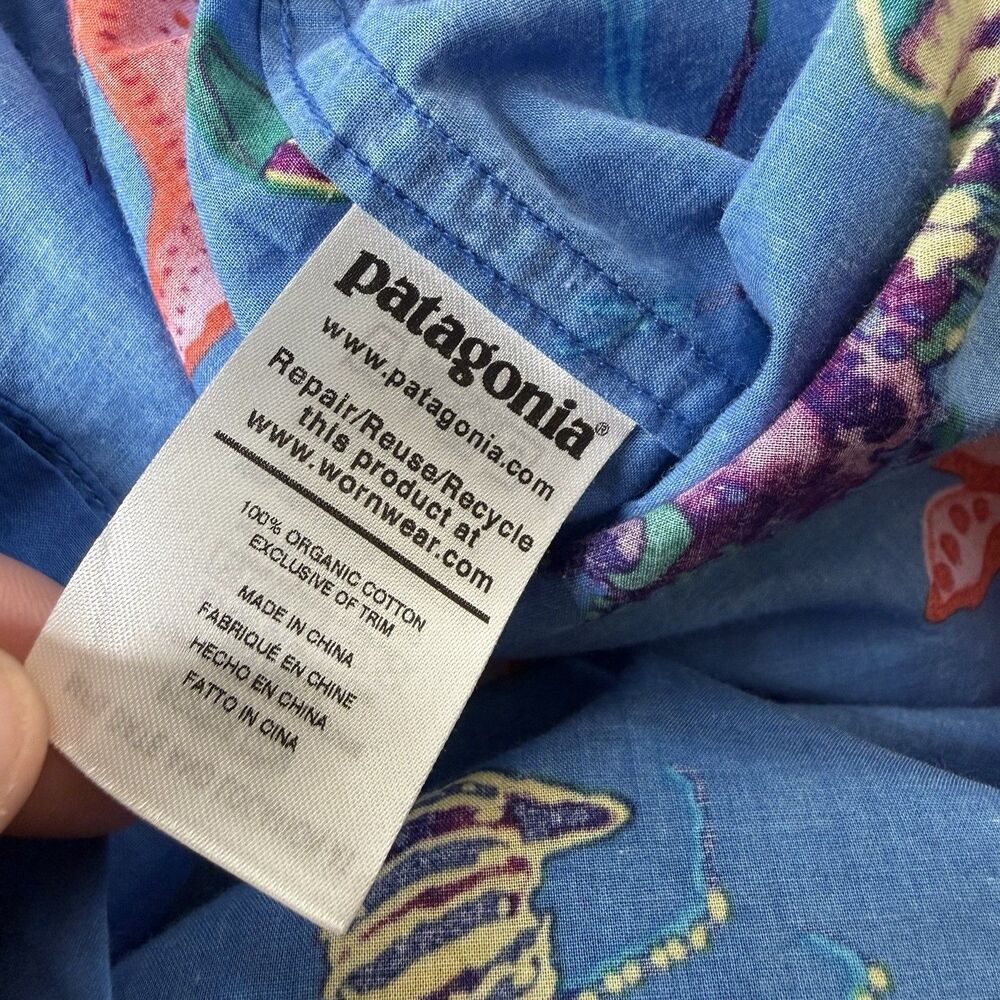 Patagonia Pataloha Shirt Mens XXL Lobster Fish Sea Harvest Blue Hawaiian Camp - Picture 5 of 10